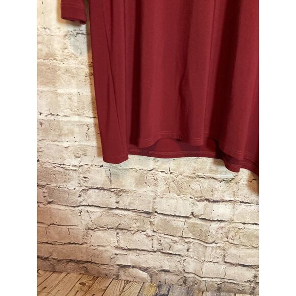 Clara Sun Woo Tunic Top Womens Small Maroon Asymmetric Cutout Artsy Stretch - Picture 6 of 12
